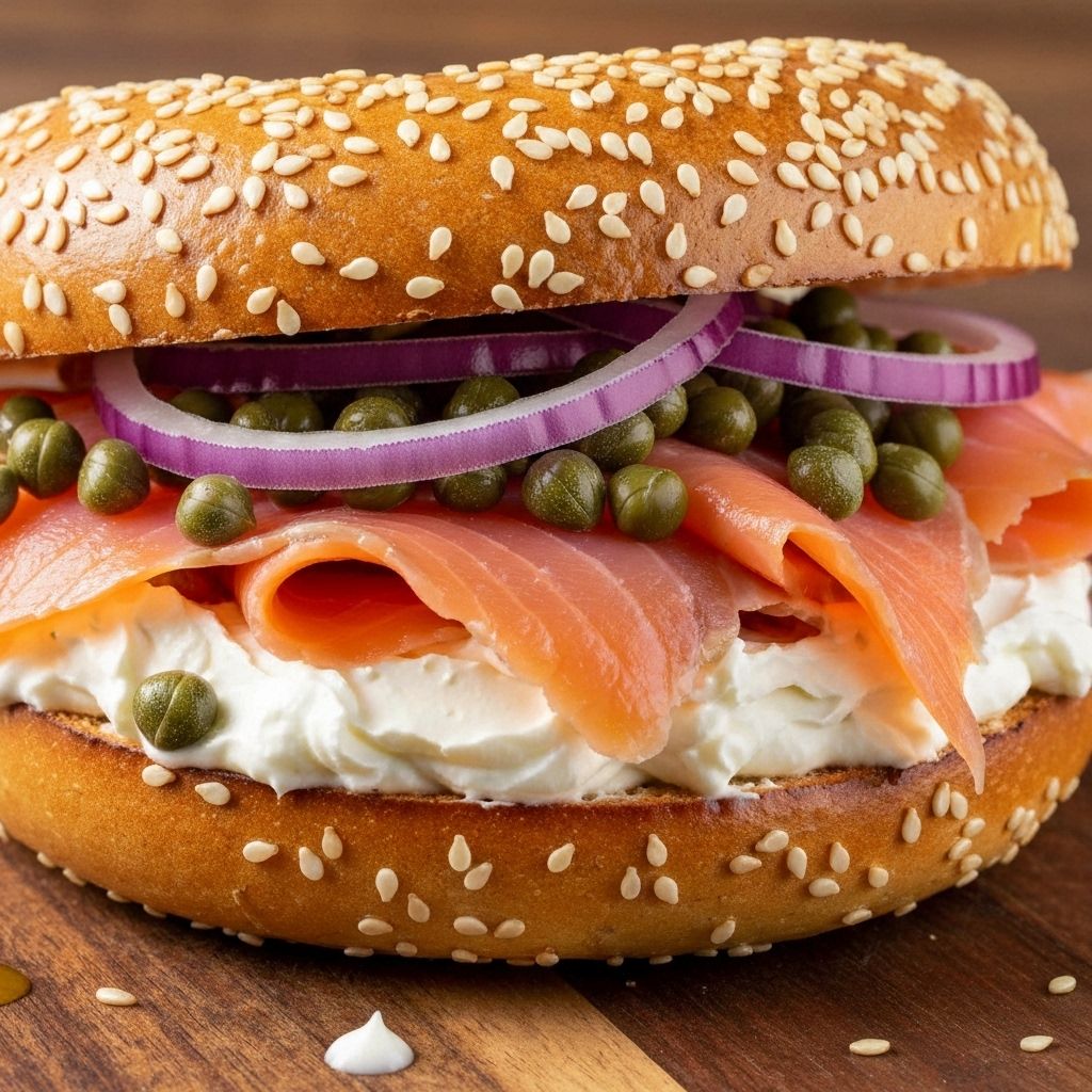 Delicious bagel sandwich